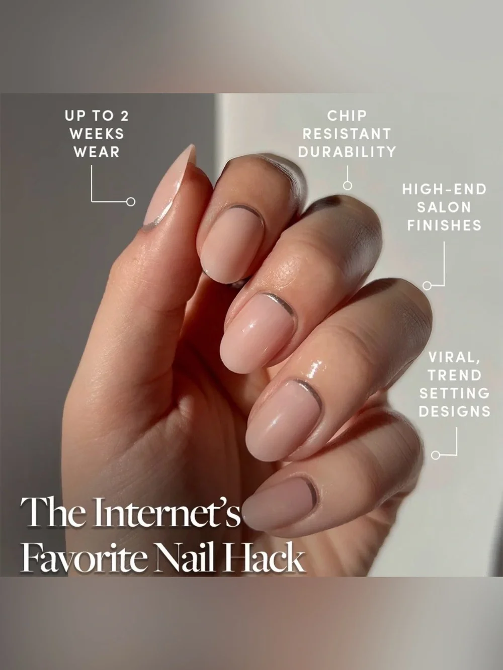 Glamnetic Press On Nails Short Almond Shape SILVER BELLE NIB